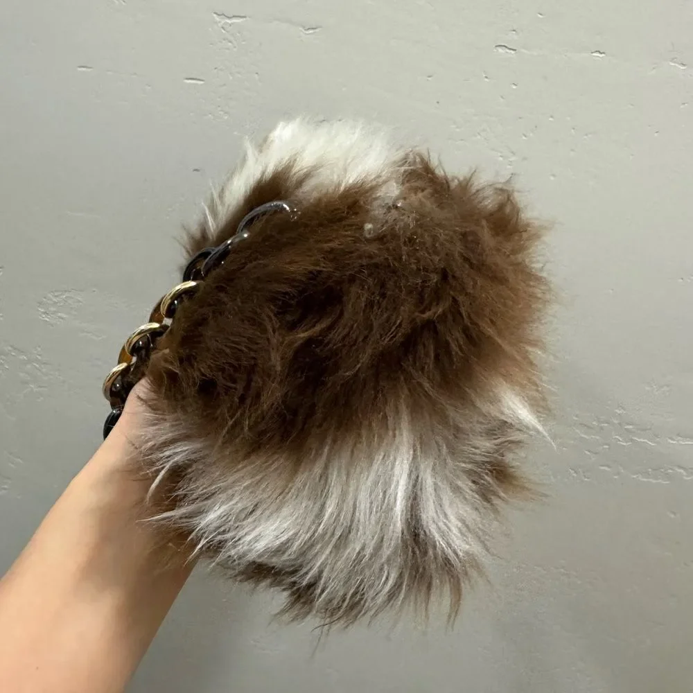 Handmade Real Natural Shearling Leather Barrel Bag/Shoulder Bag/Crossbody